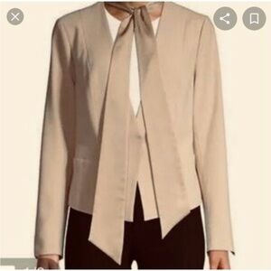 NWT HALSTON size 10 Taupe Blazer Jacket‎ With Tie Neck